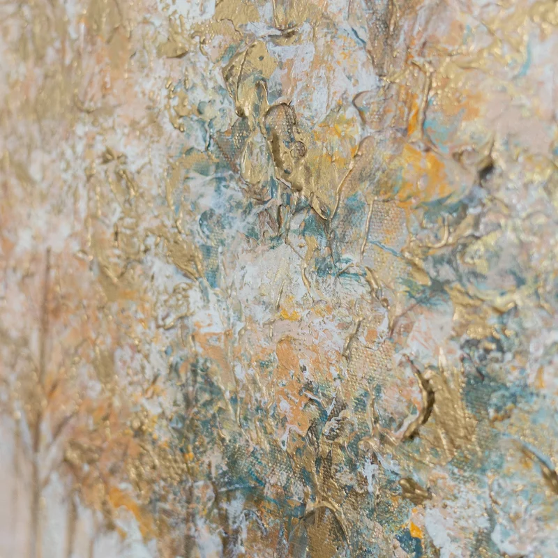 „Herbstlicher Hain" – Goldenes Waldgemälde handgemalt mit Rahmen, 50x70 cm