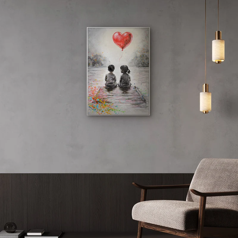 „Zarte Liebe" – Handgemaltes Urban Art Gemälde mit Rahmen, 50x70 cm