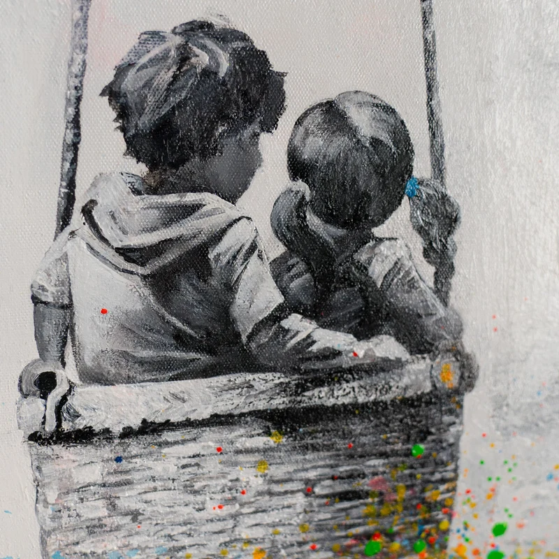 „Flugreise" – Handgemaltes Graffiti Art Wandbild mit Rahmen, 50x70 cm