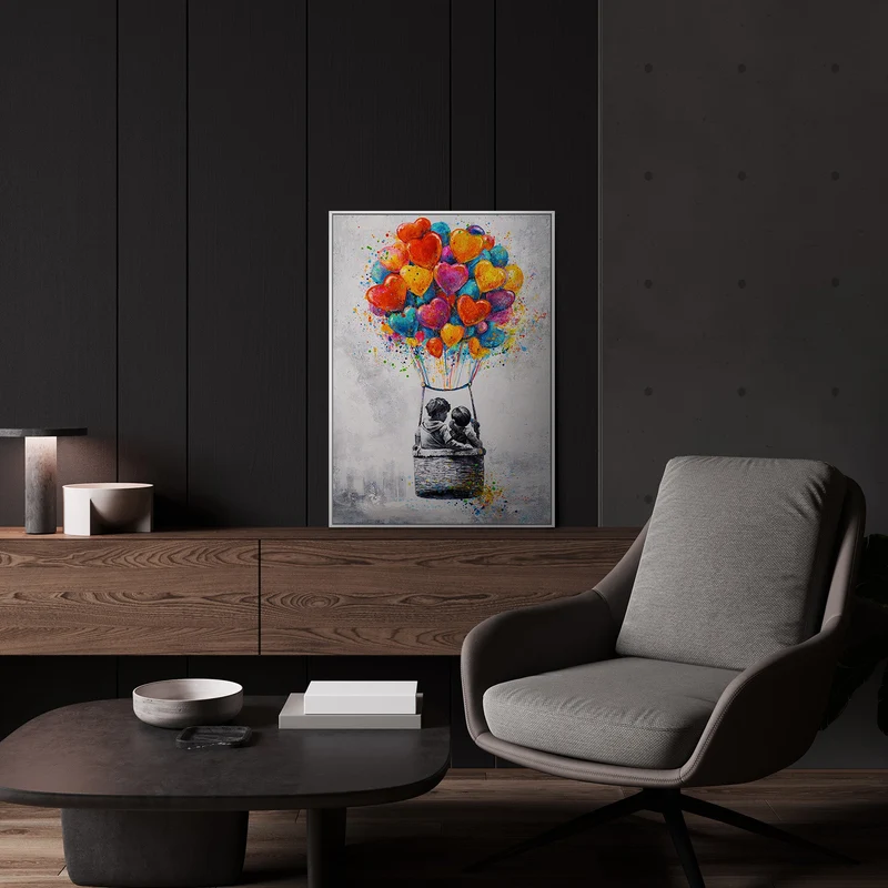 „Flugreise" – Handgemaltes Graffiti Art Wandbild mit Rahmen, 50x70 cm