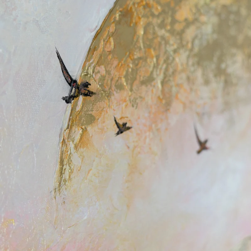„Goldene Sonne" – Romantisches Meeresgemälde handgemalt mit Rahmen, 50x70 cm