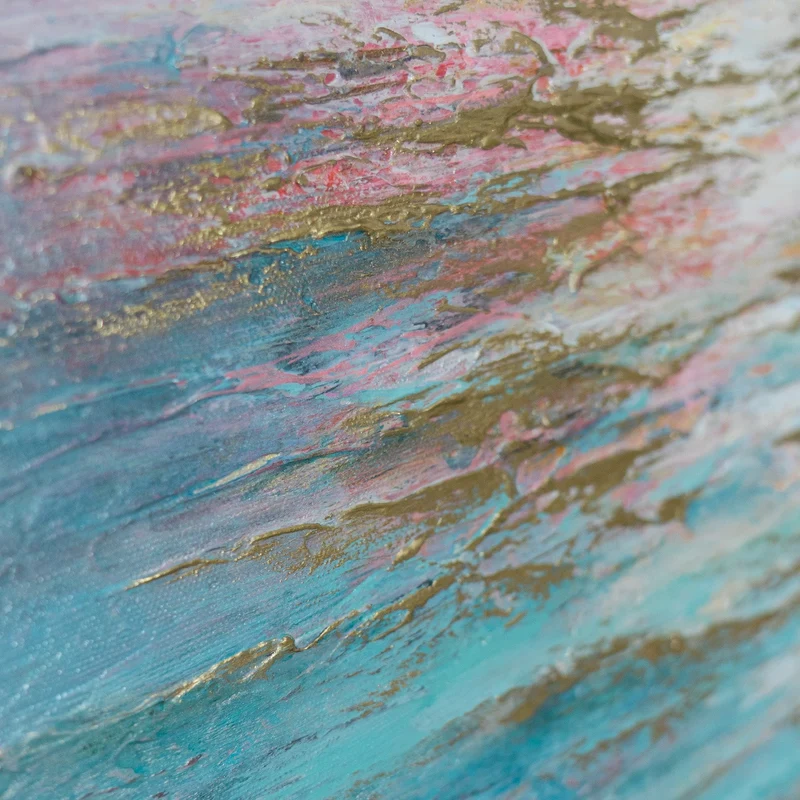 „Goldene Sonne" – Romantisches Meeresgemälde handgemalt mit Rahmen, 50x70 cm