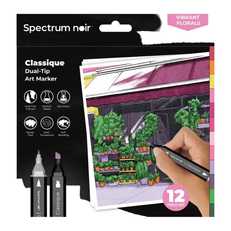 Spectrum Noir - Dual-tip Alcohol Markers - Classique (12PC) - Vibrant Florals