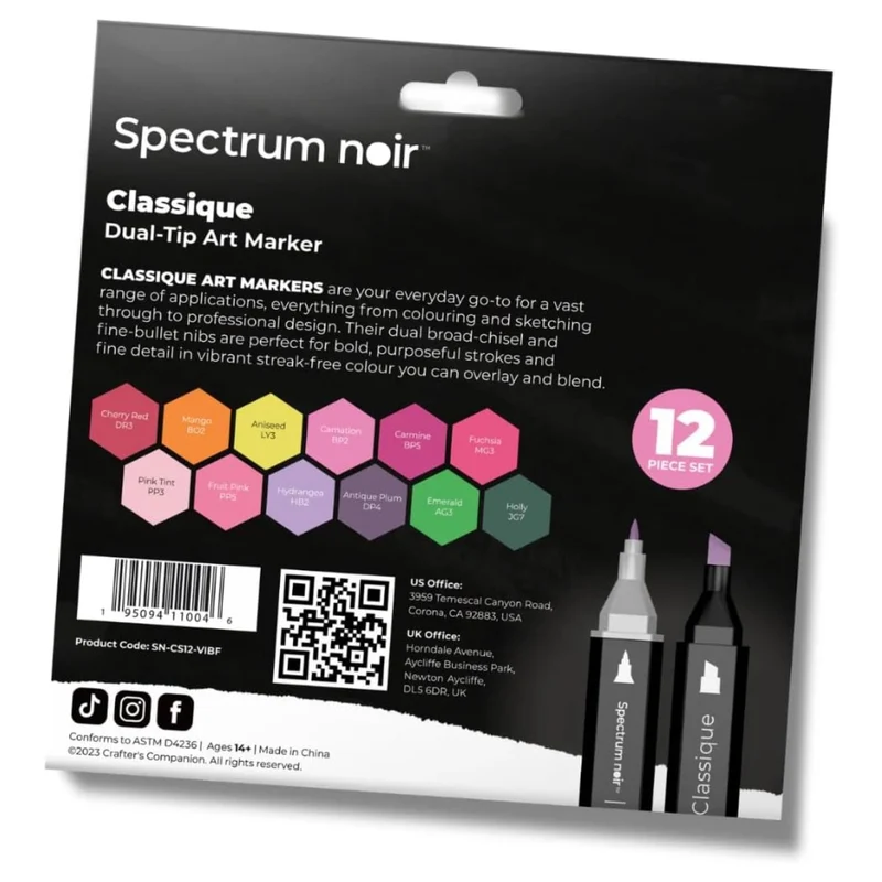 Spectrum Noir - Dual-tip Alcohol Markers - Classique (12PC) - Vibrant Florals
