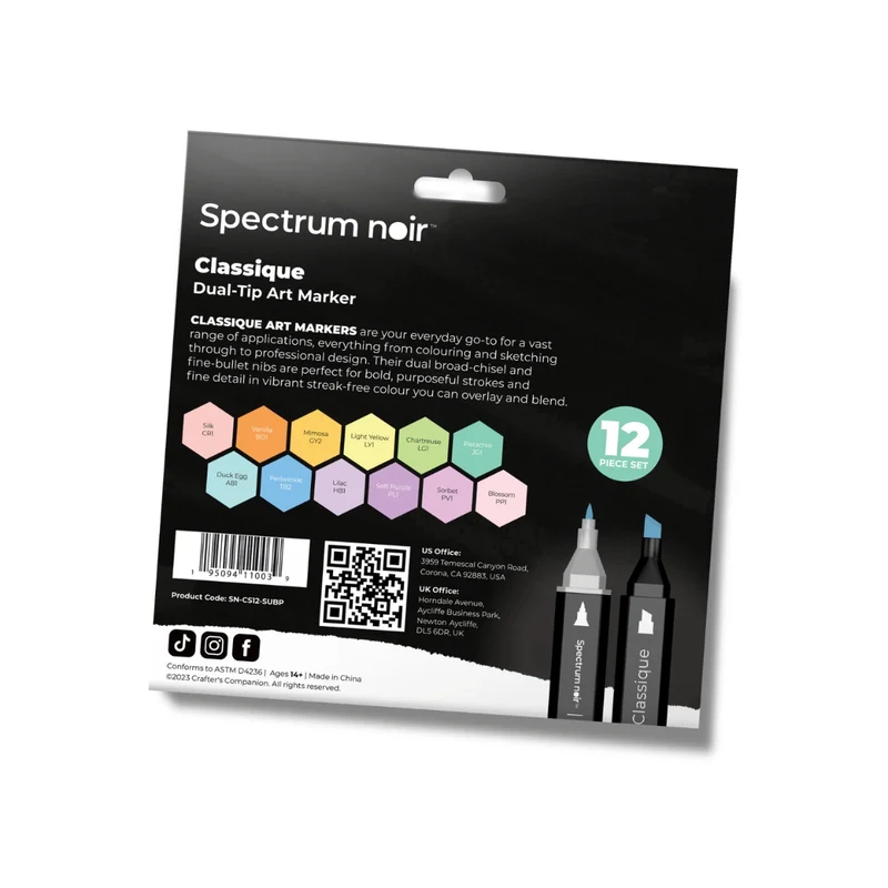 Spectrum Noir - Dual-tip Alcohol Markers - Classique (12PC) - Pastel