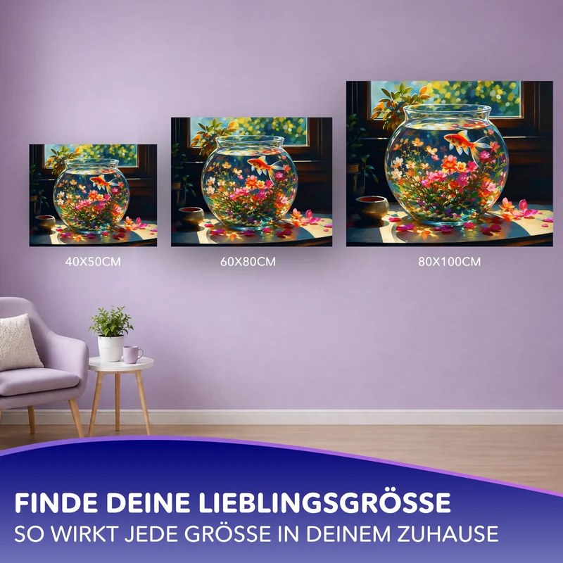 Malen nach Zahlen - Wenn Goldfische von Blumen träumen