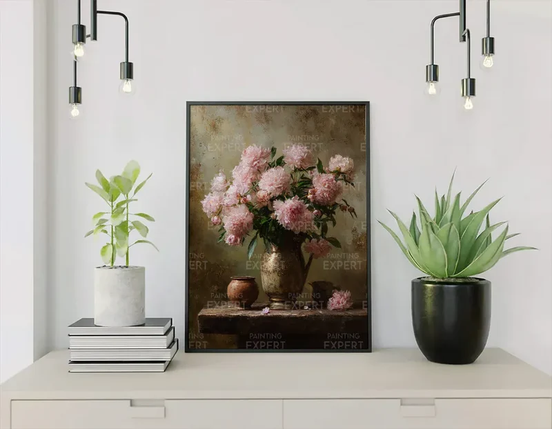 Malen nach Zahlen Brocante Rosa Pfingstrosen