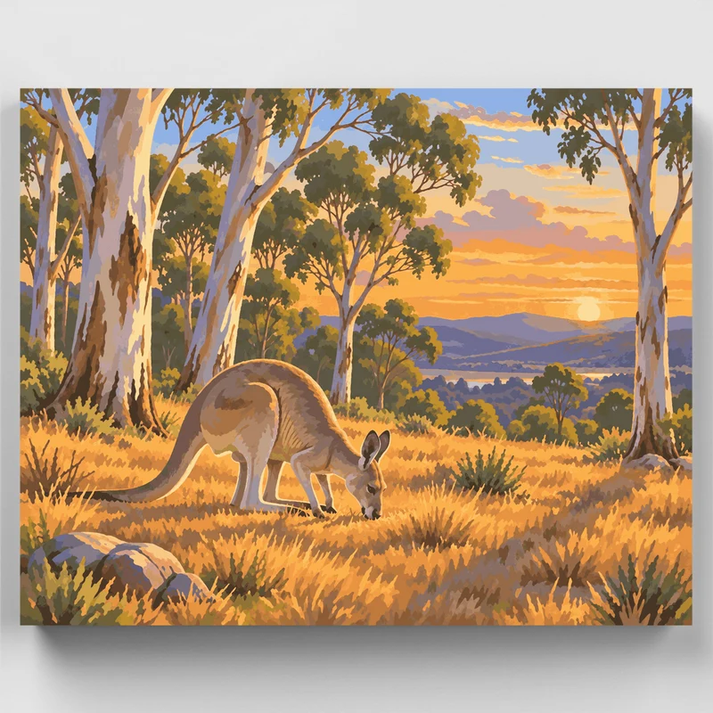 Kangaroo at Golden Hour - Paint by Numbers Kit
