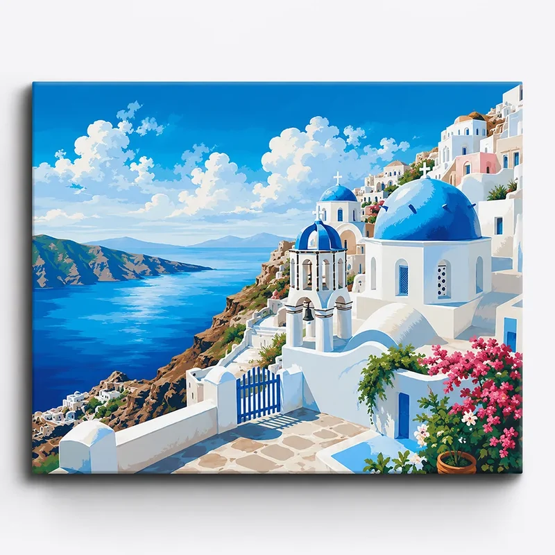 Malen nach Zahlen - Sehnsucht nach Santorini