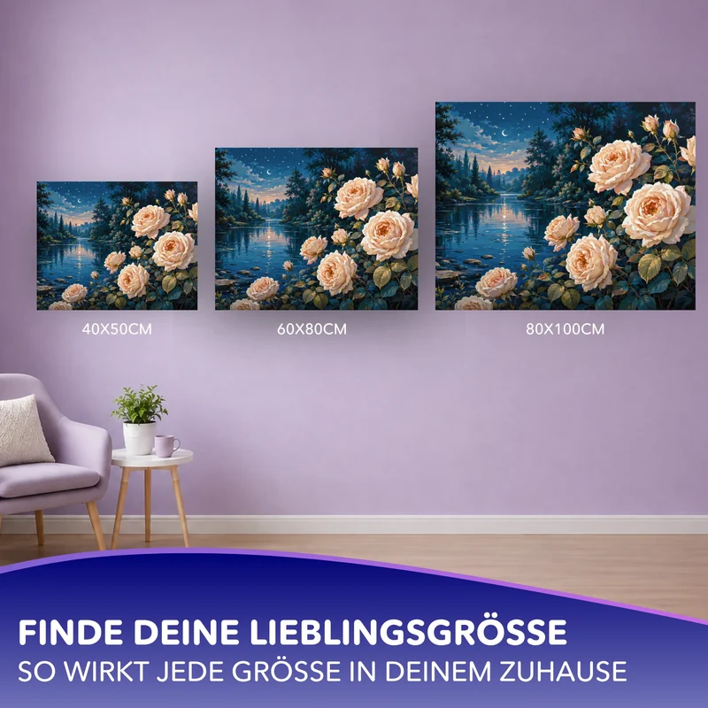 Malen nach Zahlen - Rosen im Mondlicht