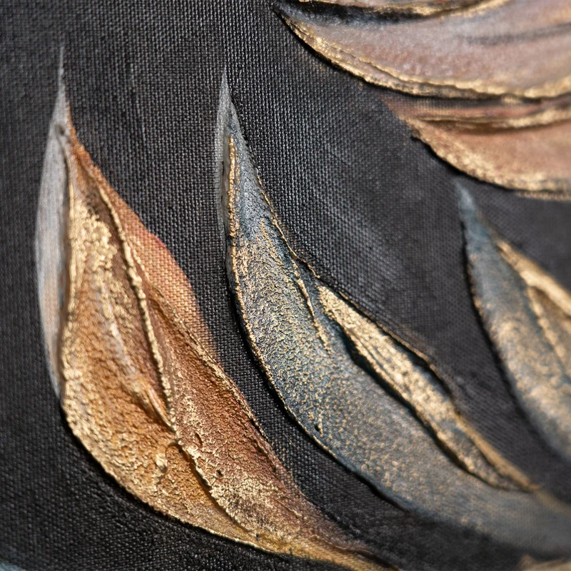 Handgemaltes botanisches Gemälde „Goldene Blätter" – 60x40 cm mit Rahmen