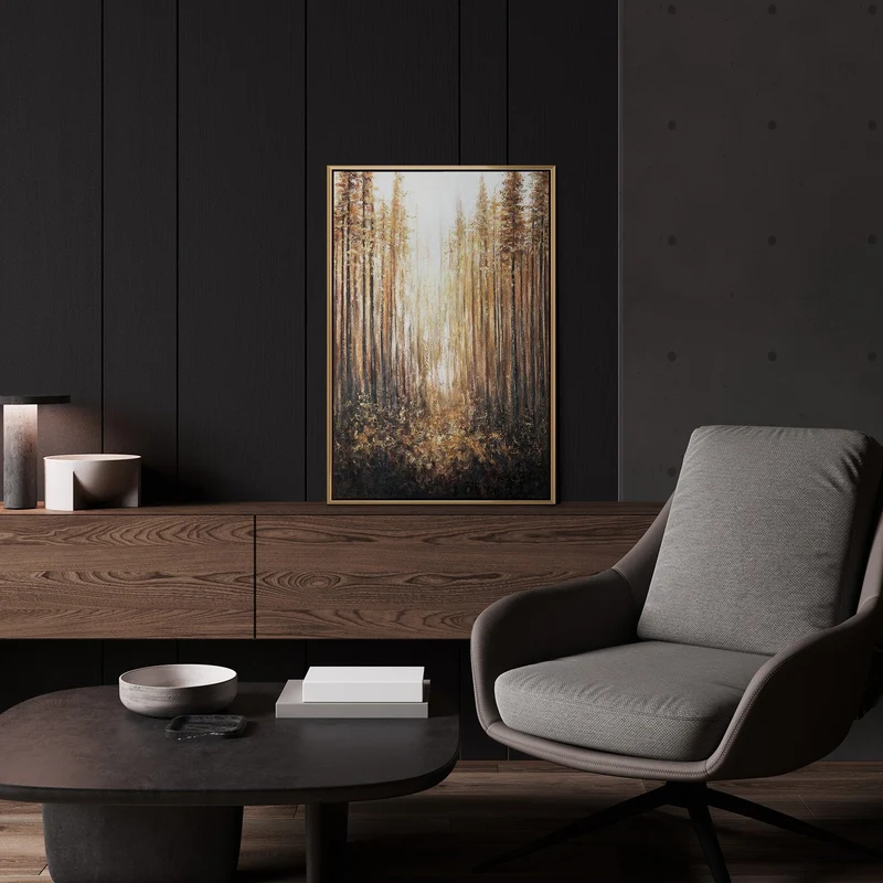Handgemaltes Waldgemälde „Waldglanz" – 60x40 cm mit Rahmen