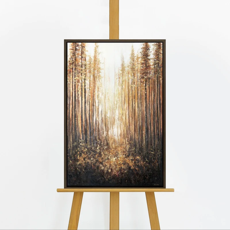 Handgemaltes Waldgemälde „Waldglanz" – 60x40 cm mit Rahmen