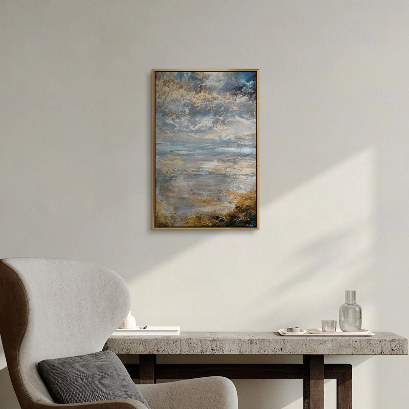 Handgemaltes Landschaftsbild „Stille Morgendämmerung" – 60x40 cm mit Rahmen