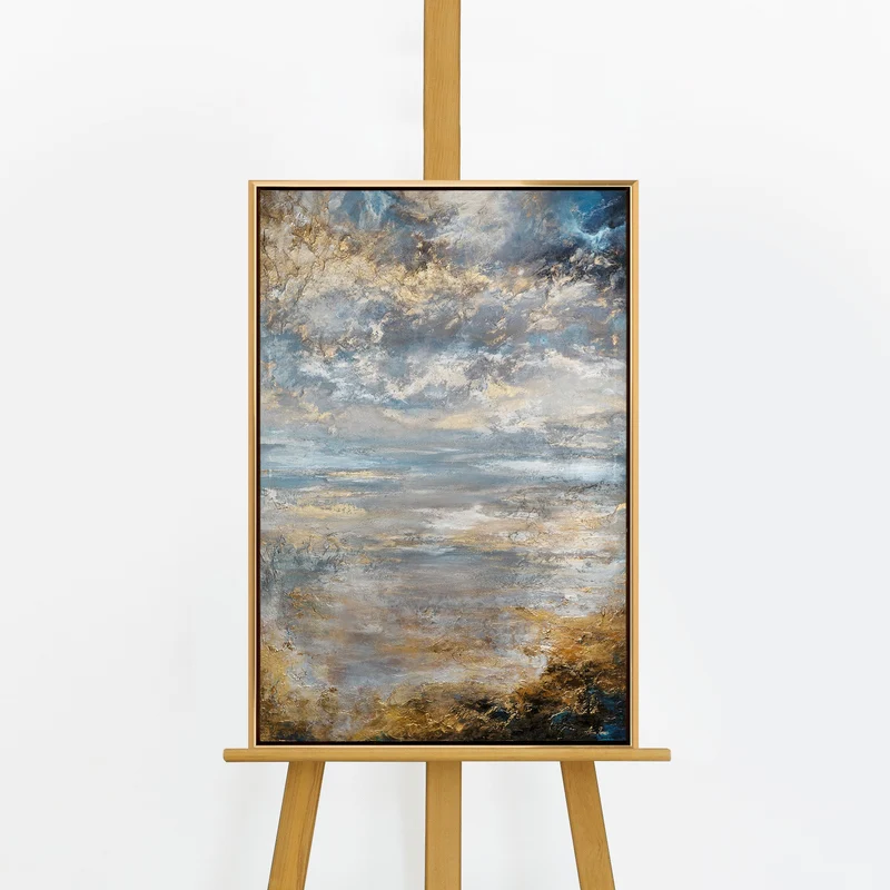 Handgemaltes Landschaftsbild „Stille Morgendämmerung" – 60x40 cm mit Rahmen