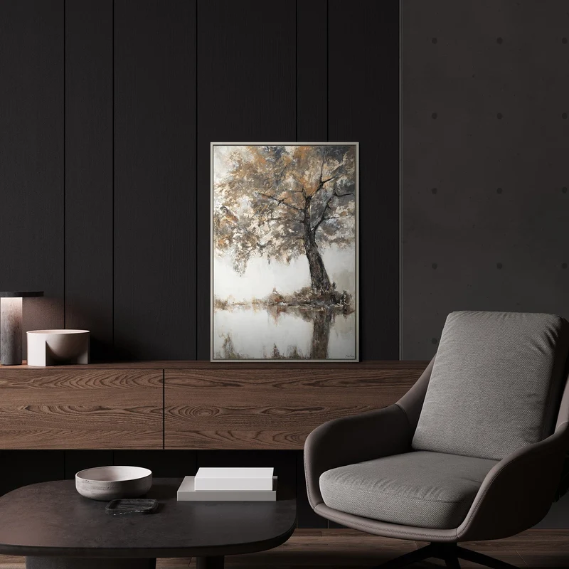 Handgemaltes Naturgemälde „Lyrischer Baum" – 60x40 cm mit Rahmen