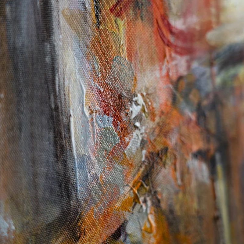Handgemaltes expressives Stadtbild „Städtische Atmosphäre" – 60x40 cm mit Rahmen
