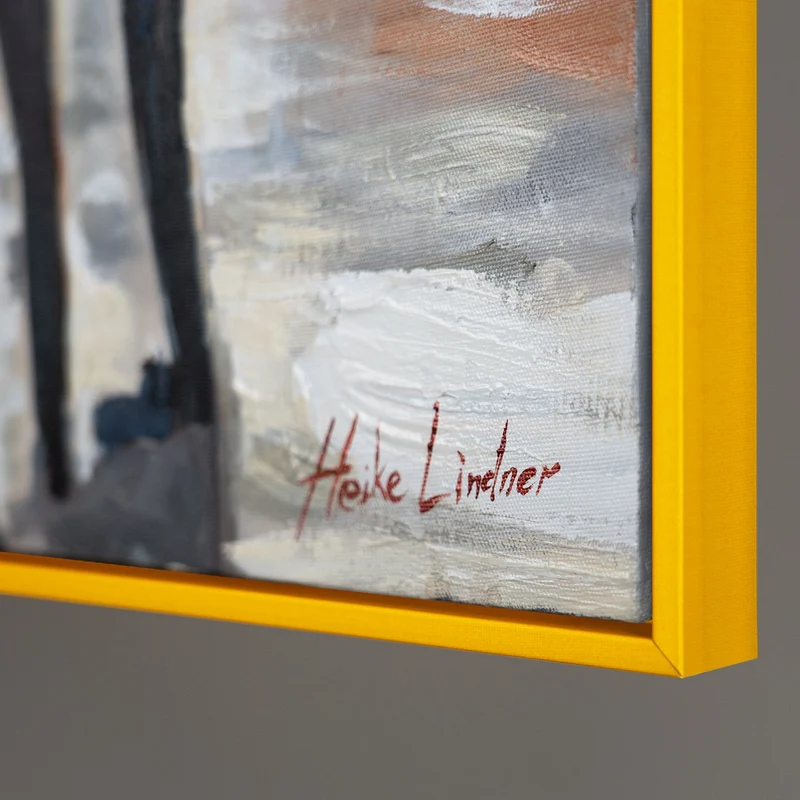 Handgemaltes expressives Stadtbild „Städtische Atmosphäre" – 60x40 cm mit Rahmen