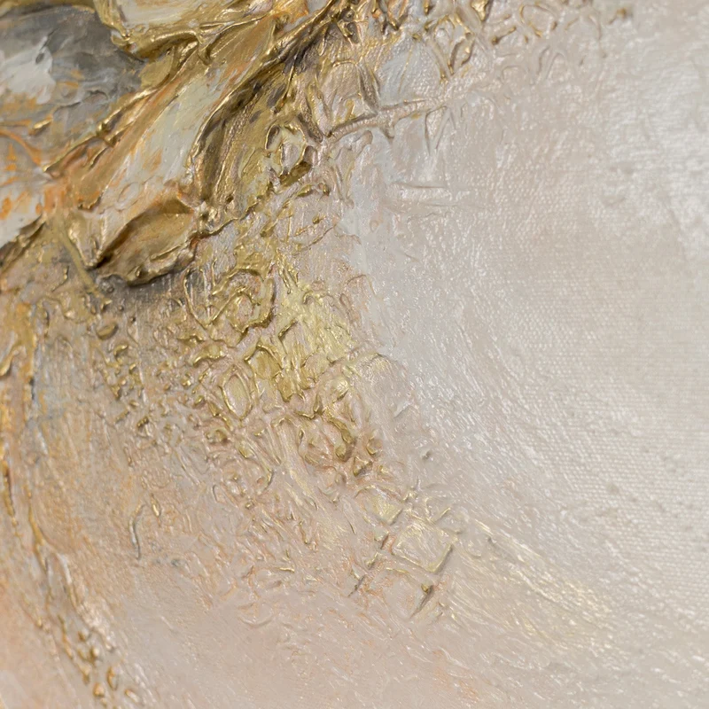 „Goldene Spirale" – Organisches Acrylgemälde handgemalt mit Rahmen, 50x70 cm Hochformat