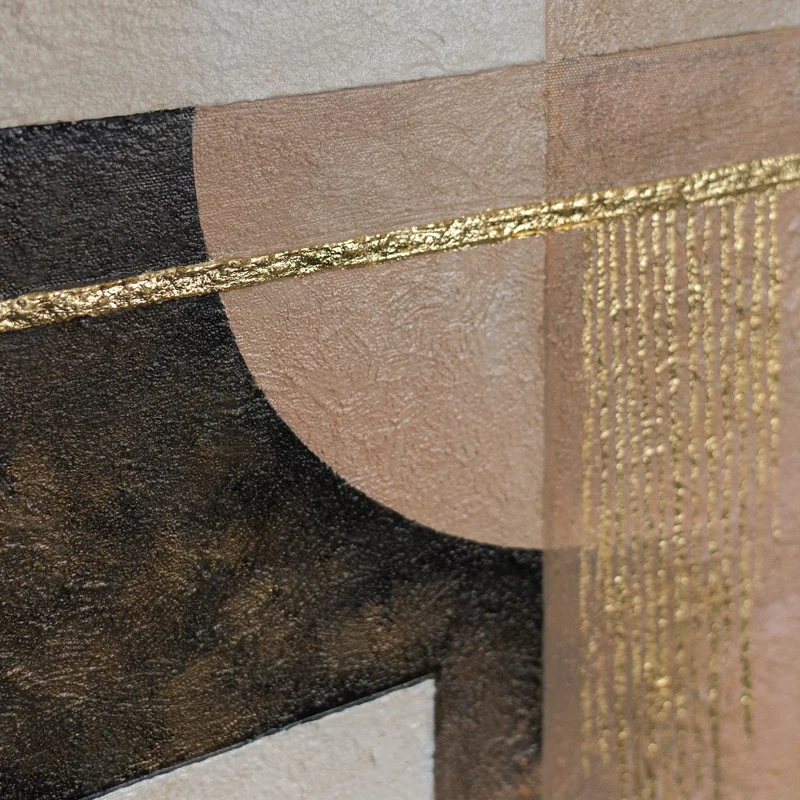 „Geometrische Harmonie" – Art Déco Gemälde handgemalt mit Rahmen, 50x70 cm Hochformat