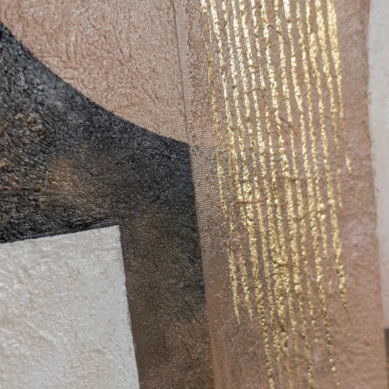 „Geometrische Harmonie" – Art Déco Gemälde handgemalt mit Rahmen, 50x70 cm Hochformat