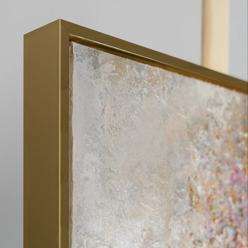 „Goldene Explosion" – Abstraktes Energiebild handgemalt mit Rahmen, 50x70 cm