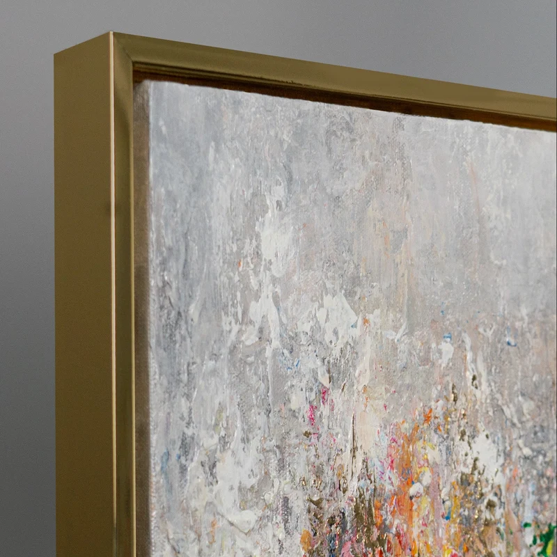 „Farbiges Spektrum" – Buntes Querformat Gemälde handgemalt mit Rahmen, 50x70 cm