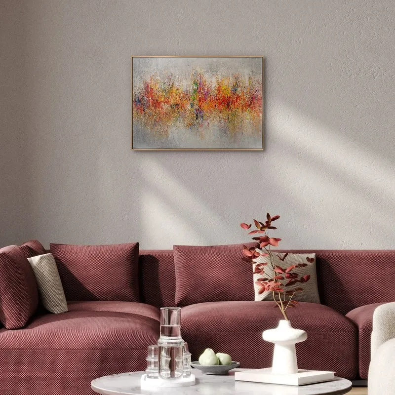 „Farbiges Spektrum" – Buntes Querformat Gemälde handgemalt mit Rahmen, 50x70 cm