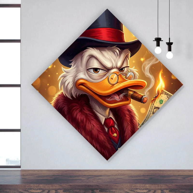 Aluminiumbild Erfolgreicher Mc Duck mit Zigarre Raute