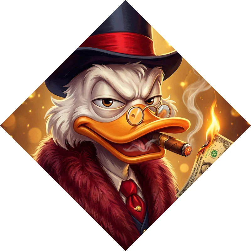 Leinwandbild Erfolgreicher Mc Duck mit Zigarre Raute