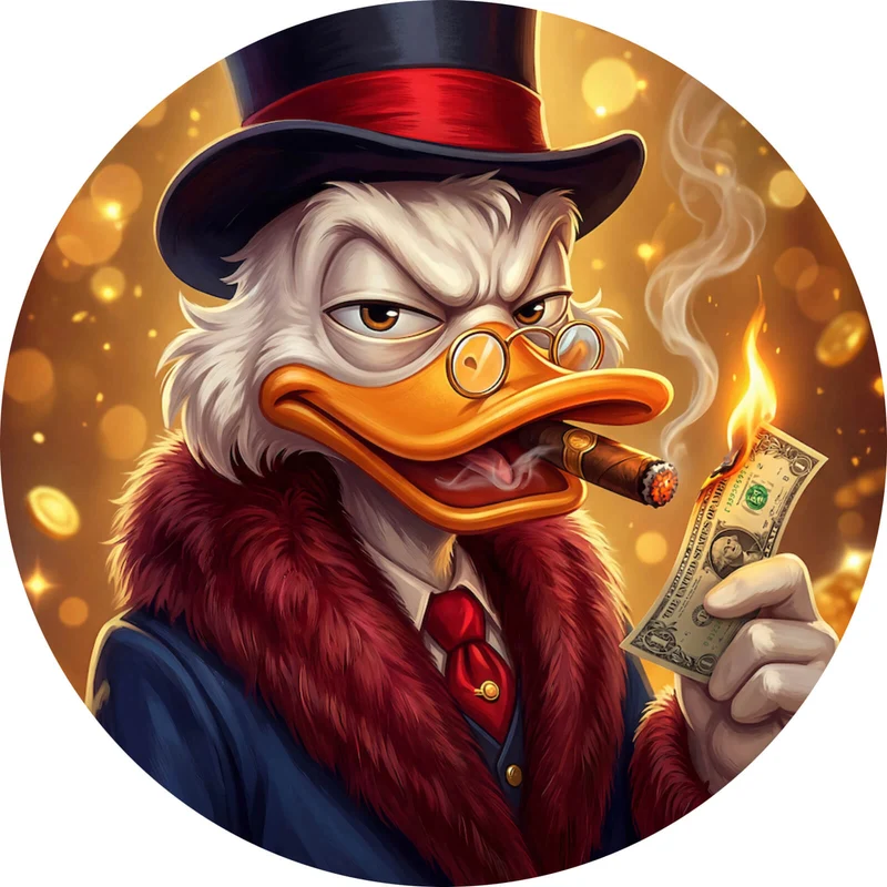 Aluminiumbild Erfolgreicher Mc Duck mit Zigarre Kreis