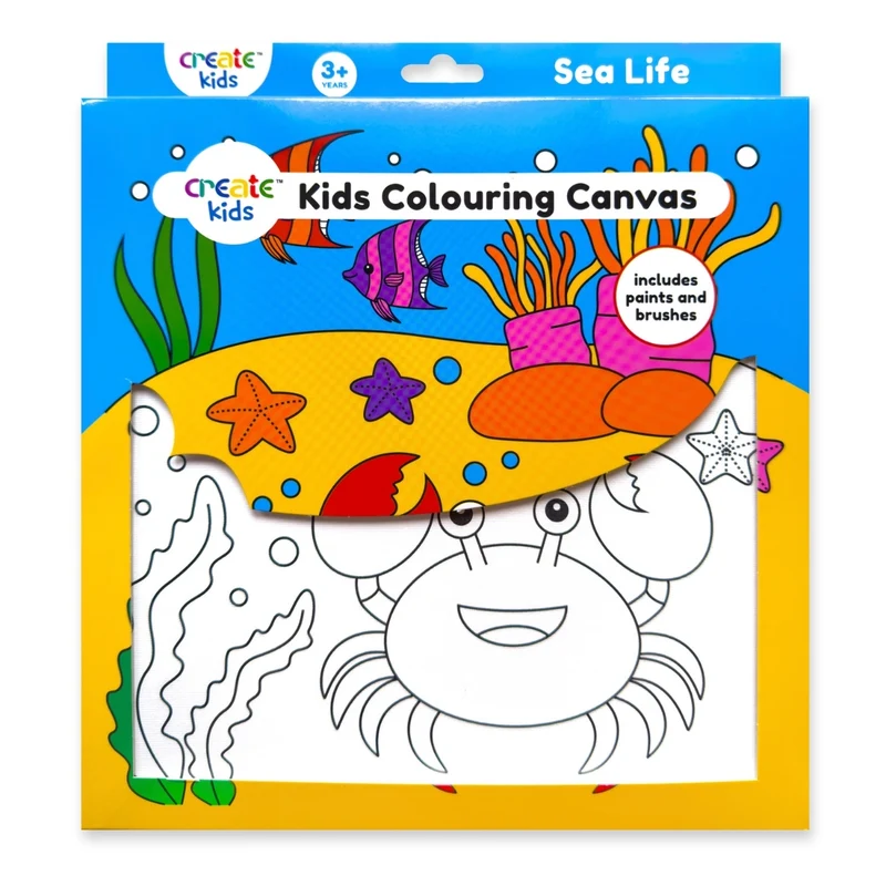 Create - Colouring & Painting Canvas Kit - Sea Life