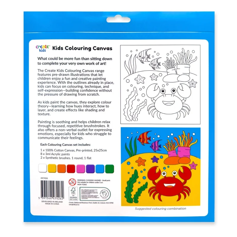 Create - Colouring & Painting Canvas Kit - Sea Life