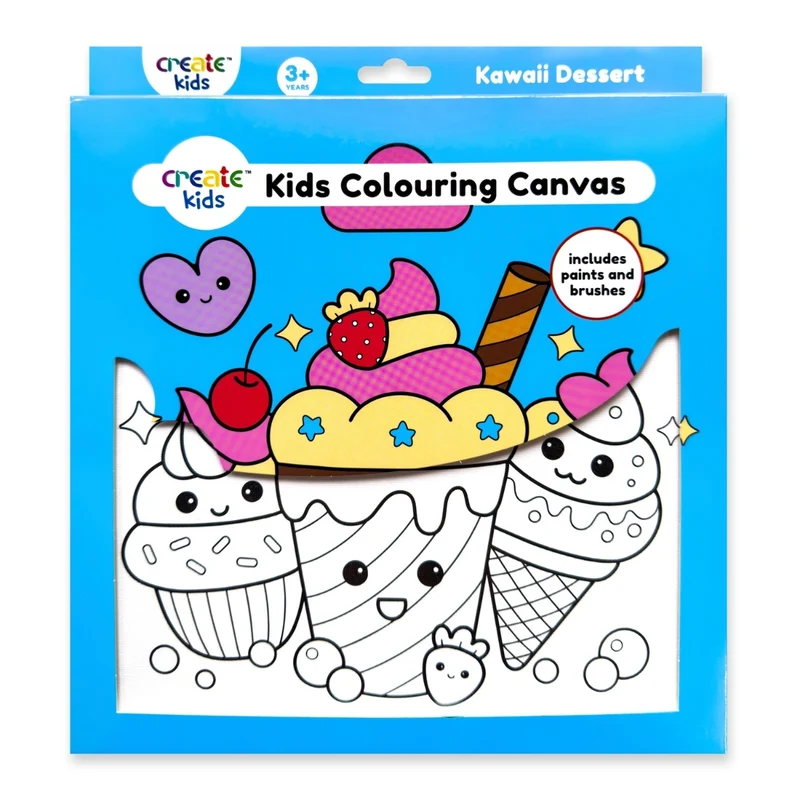 Create - Colouring & Painting Canvas Kit - Kawaii Dessert