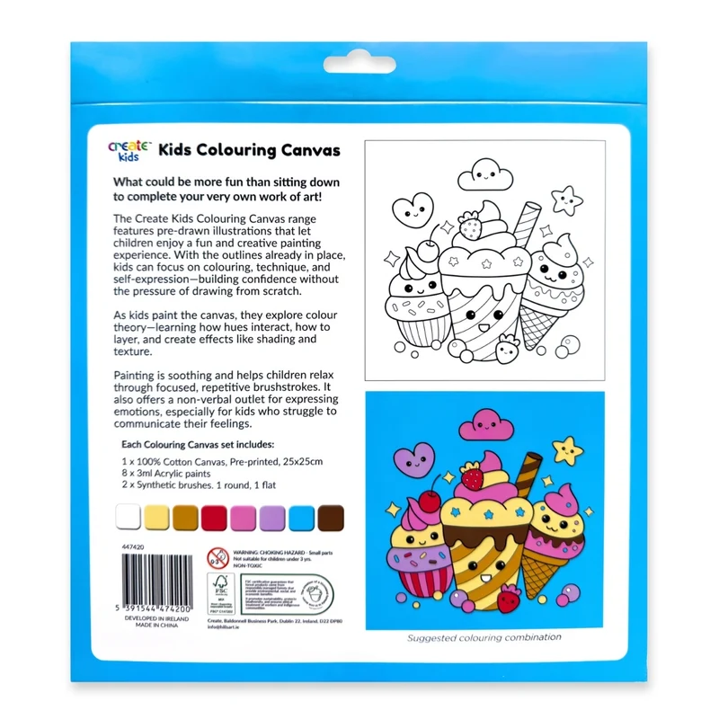 Create - Colouring & Painting Canvas Kit - Kawaii Dessert