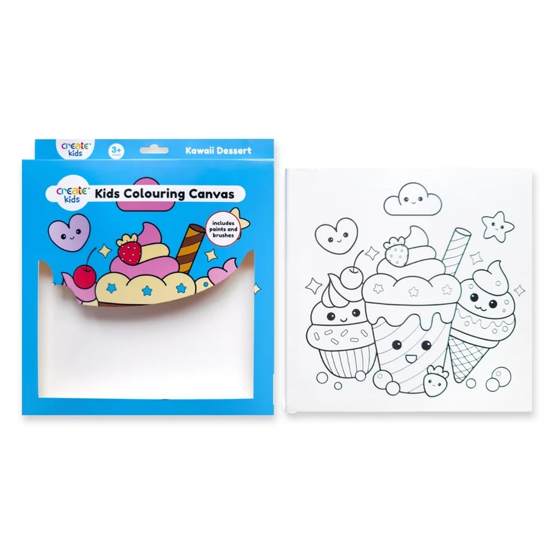 Create - Colouring & Painting Canvas Kit - Kawaii Dessert