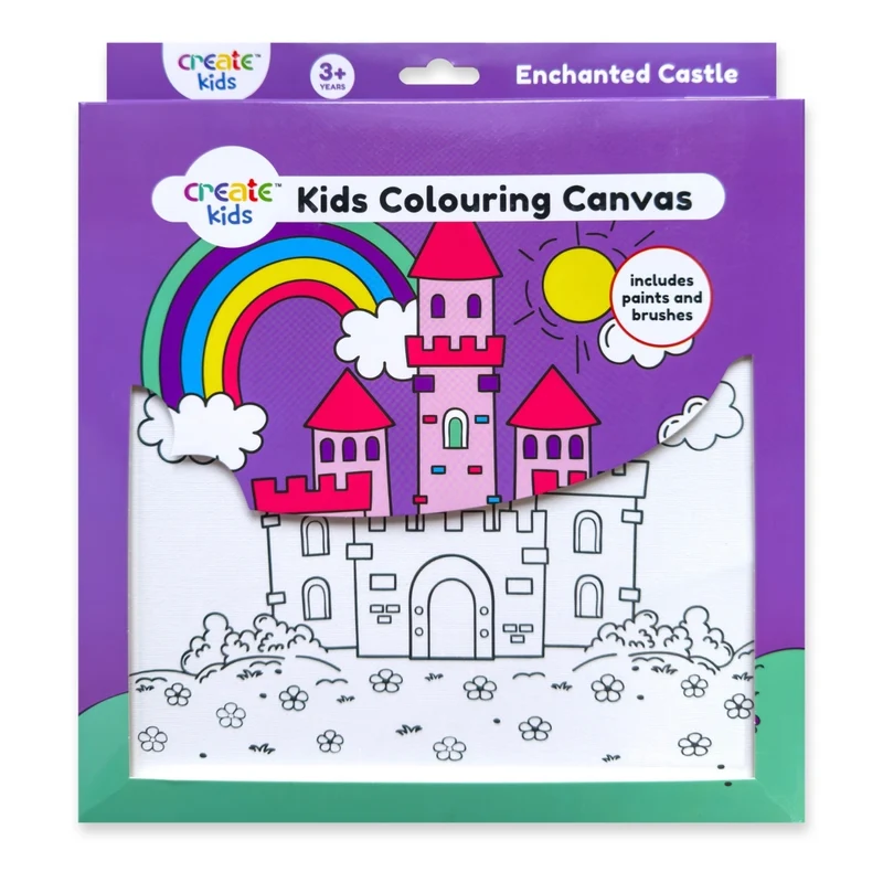 Create - Colouring & Painting Canvas Kit - Enchanted Castle