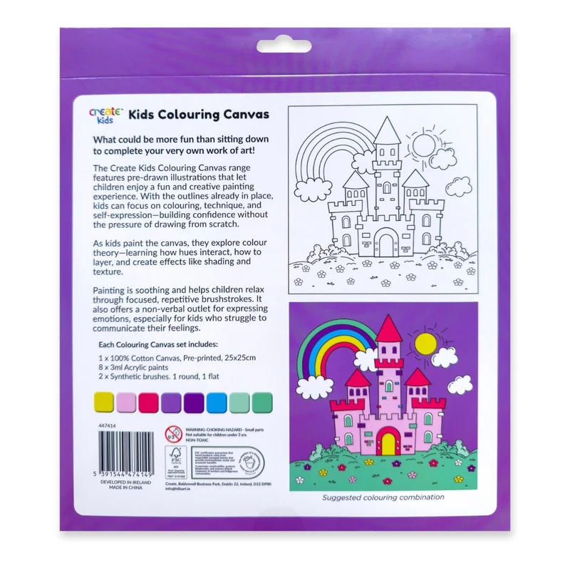 Create - Colouring & Painting Canvas Kit - Enchanted Castle