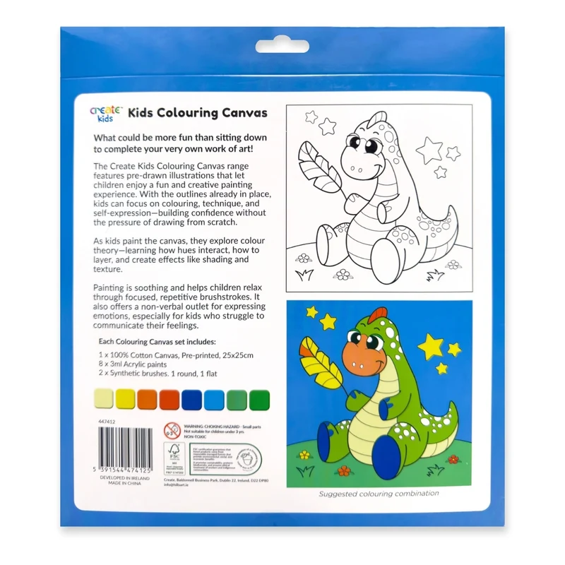Create - Colouring & Painting Canvas Kit - Baby Dinosaur