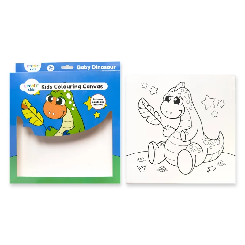 Create - Colouring & Painting Canvas Kit - Baby Dinosaur