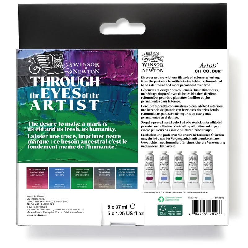 Winsor and Newton - Artists' Oil Colour - 5x37ml Tubes - Historic Set