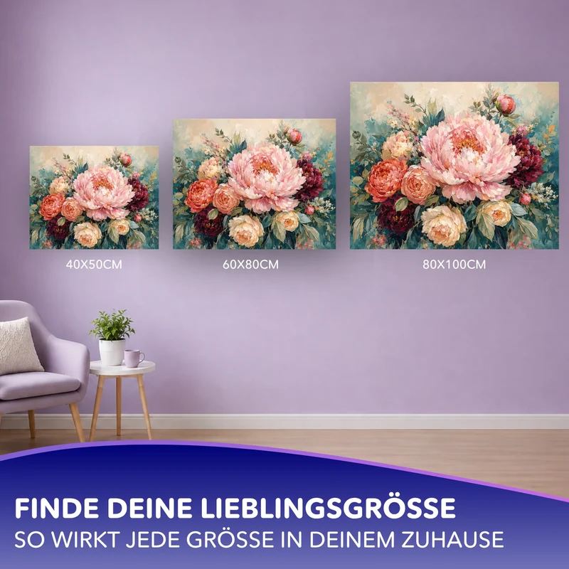 Malen nach Zahlen - Ein Meer aus Pfingstrosen