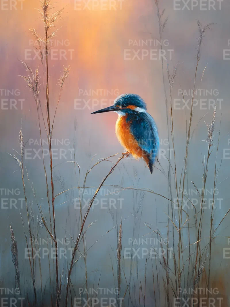 Malen nach Zahlen Eisvogel bei Sonnenaufgang