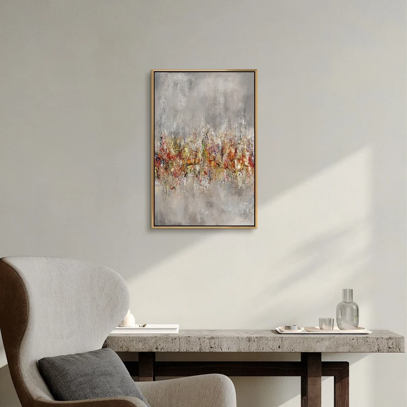Handgemaltes abstraktes Gemälde „Heller Horizont" – 60x40 cm mit Rahmen