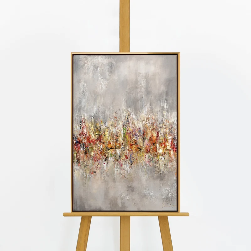 Handgemaltes abstraktes Gemälde „Heller Horizont" – 60x40 cm mit Rahmen