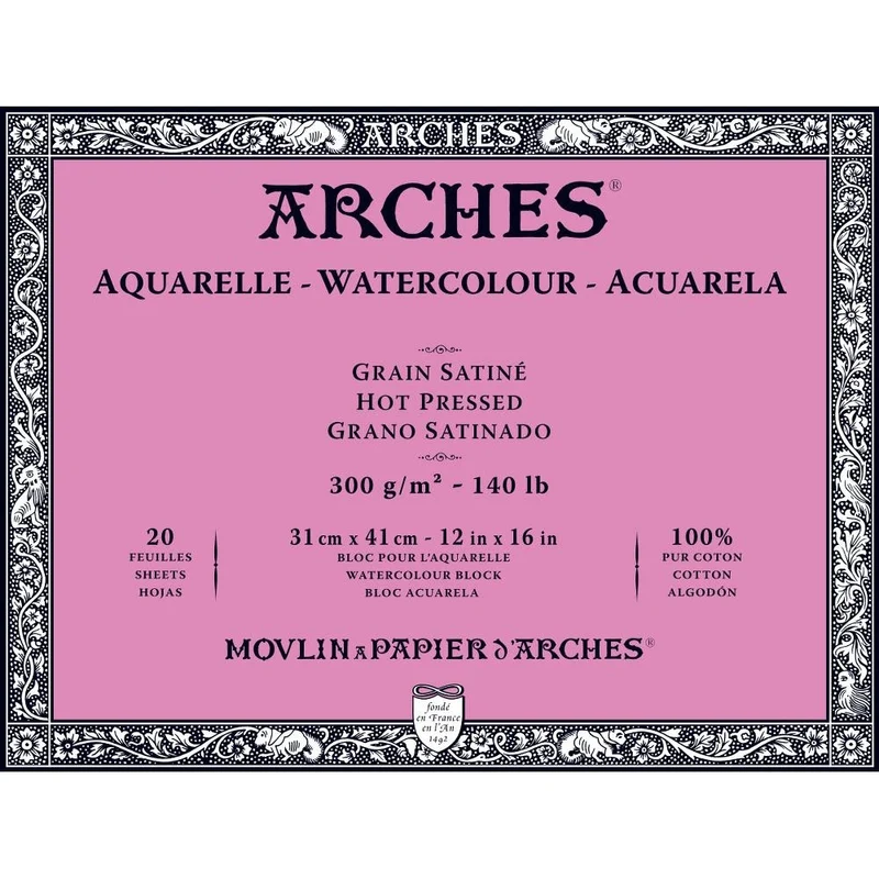 Arches - Watercolour paper - Block - 12" x 16"- 31 x 41 cm - HP