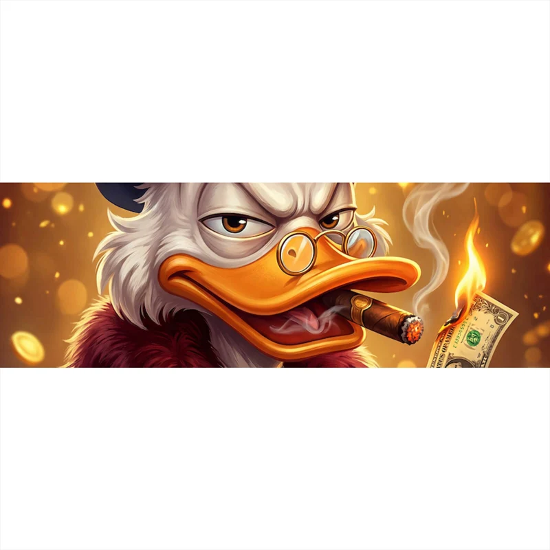 Acrylglasbild Erfolgreicher Mc Duck mit Zigarre Panorama