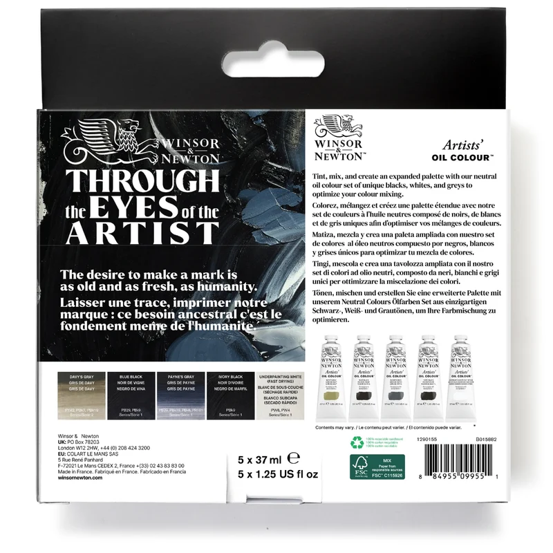 Winsor and Newton - Artists' Oil Colour - 5x37ml Tubes - Neutral Set