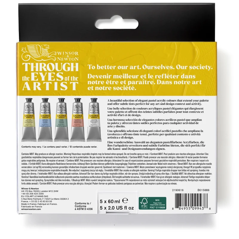 Winsor and Newton - Galeria Acrylic 5x60ml Tubes Pastel Set
