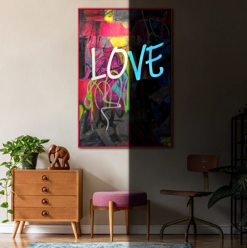 Nachtleuchtende Gemälde «Love»